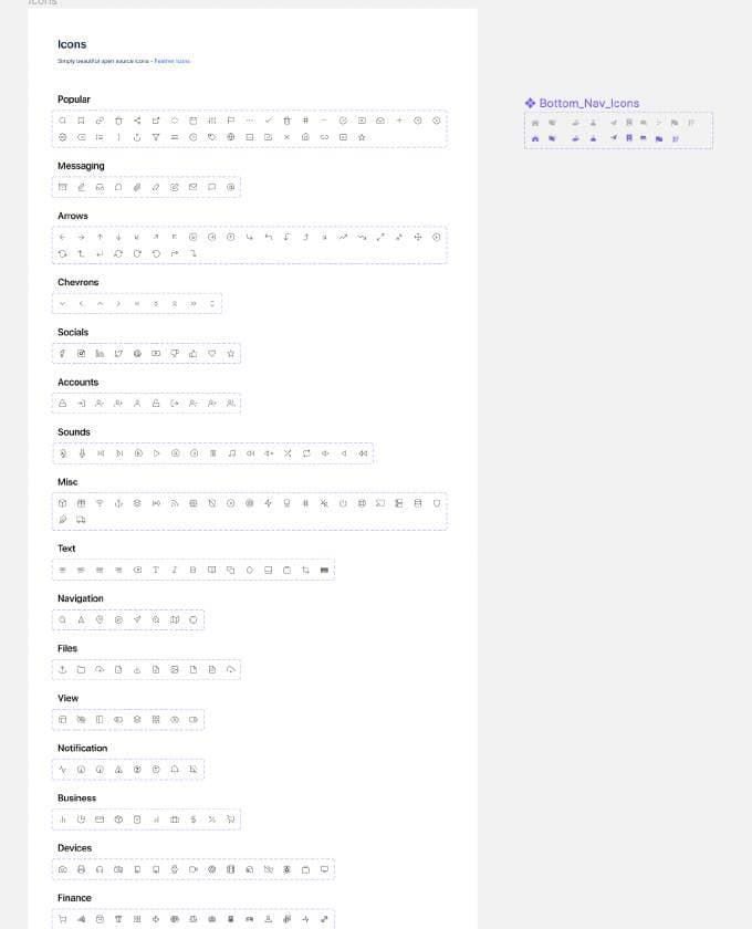 Mini design system with icons, colours and components