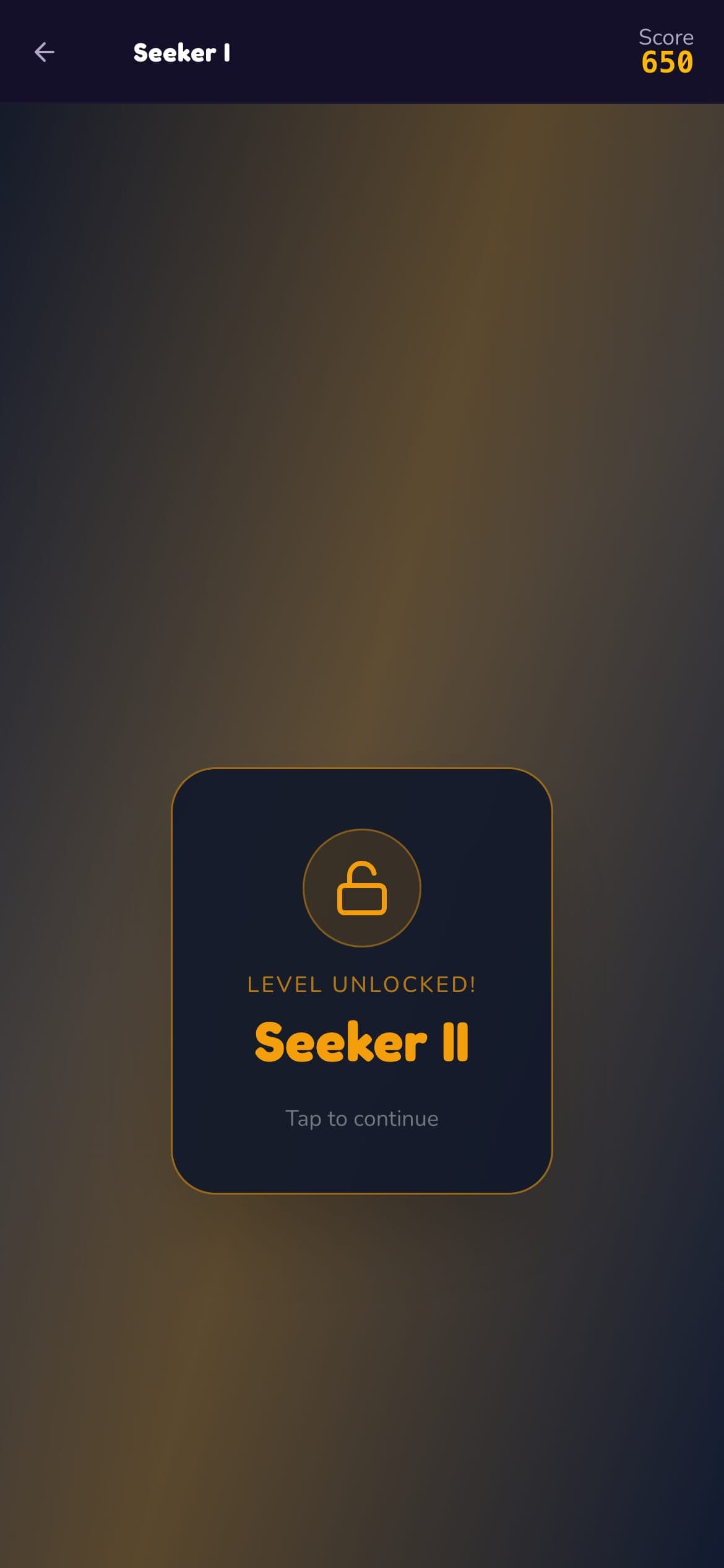 Level unlocked card for Seeker II