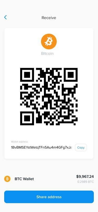 Receive Bitcoin with QR code and address