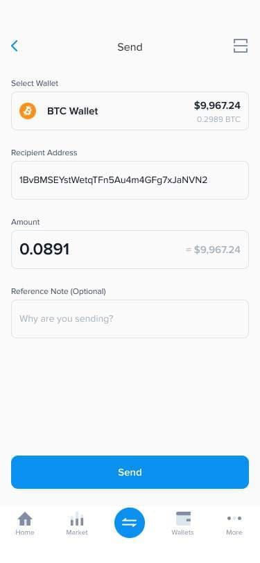 Send coins to an external address